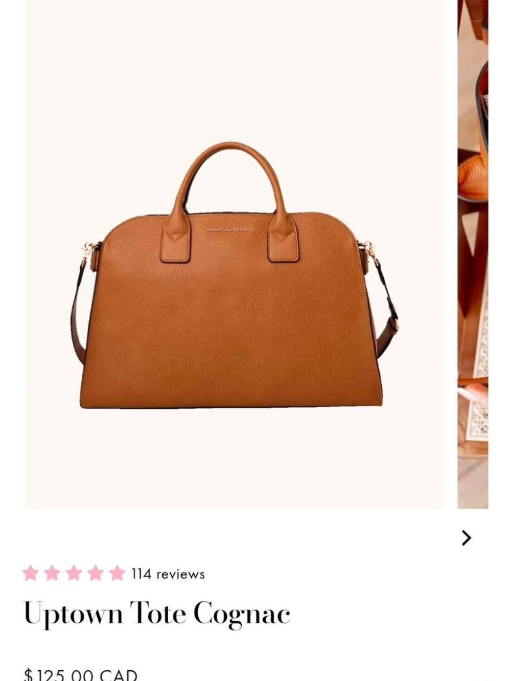 Poppy & Peonies Cognac Uptown Tote